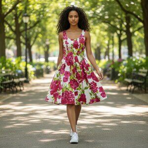 Jessica Howard Pink Floral Fit & Flare Dress Size 14